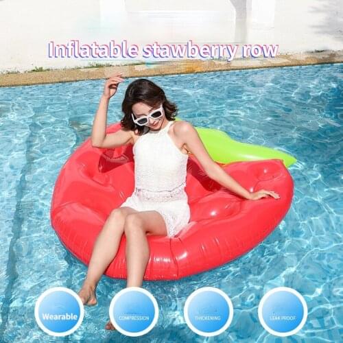 Giant Staeberry Inflatable Pool Floating Bed Air Mattress Lazy Water Party Toy Riding Swimming Ring Piscina 160cm