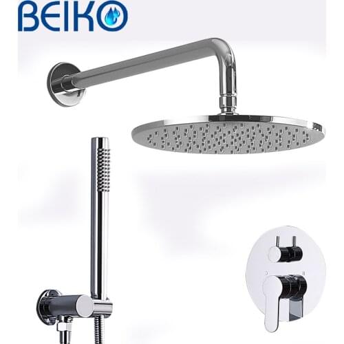 Chrome Rain Shower Faucet System Set Bathroom Bath Mixer Tap Sealed box Brass Diverter Hand Held 8-16" Head Wall Arm Kit
