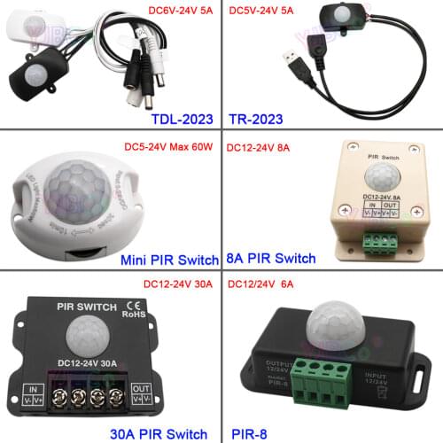 DC 5V 12V 24V Body Infrared PIR Switch Motion Sensor Human Motion Sensor Detector LED Strip Light Lamp Switch Automatic