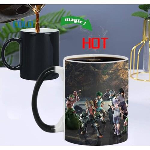 Two Dimensions Animation Hero Peripheral Heat Sensitive Magic Color Changing 11oz Ceramic Mugs Student Coffee Cow Milk Tea Cup