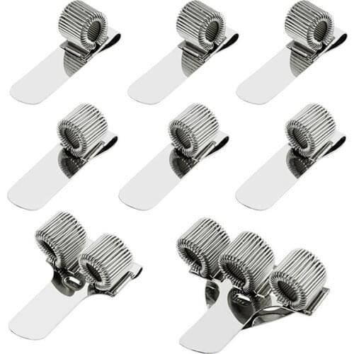 8 Pack 4 Size Stainless Pen Holder Clip for Notebook and Clipboard with Spring Fits Almost All Pen Size (Silver)