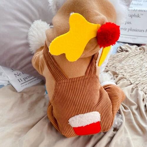 Red Stocking Deer Halloween Dog Clothing Coffee Pet Overall For Little Animal XS XL Christmas Holiday Cute Hoodie Dachshund Pugs
