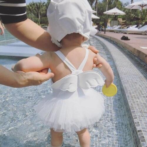 Korea Baby Swimming Girl Swimsuit One-piece Angel Wing Swimsuit Princess Girl Baby Skirt Skirt One-piece Swimsuit