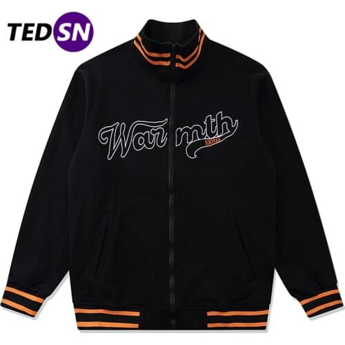 Hip Hop Harajuku Zipper Baseball Jacket Coat Men Letter Uniform Varsity Jacket Bomber Jacket Streetwear Vintage Outwear