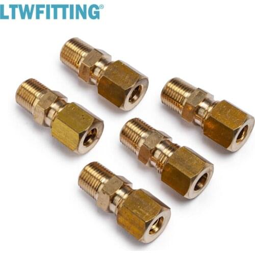 LTWFITTING Brass 1/4" OD x 1/8" Male NPT Compression Connector Fitting