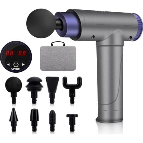 LCD Touch Screen Massage Gun Muscle Relaxation Whole Body Relaxation Fitness Electric Vibrator 8 Massage Head Pain Release