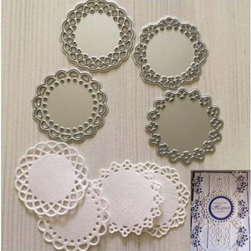 Metal Die Cuts Set Include 4 Different Patterns Round Lace Flower Border Cutting Dies Cut Stencils for DIY Scrapbooking