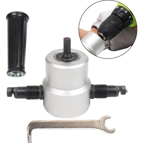 Nibbler Sheet Metal Cut Double Head Sheet Nibbler Saw Cutter Tool Drill Attachment Free Cutting Tool Nibbler Sheet Metal Cut