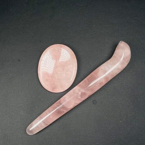 NEW!!!Natural Rose Quartz Crystal Gemstone Massage Wand Healing For Reiki