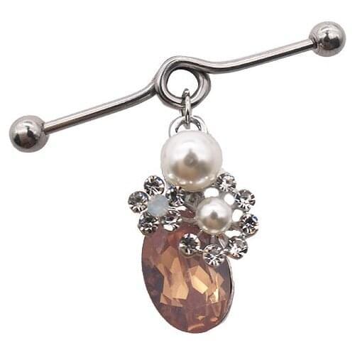 New arrival scaffold barbells 1 Pair surgical Stainless Steel big cross dangle industrial barbell piercing