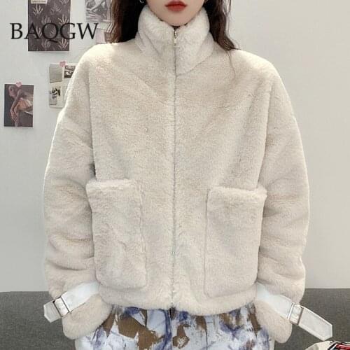 Autumn Casual Winter Coat Woman Faux Fur Coat Women Zip Up Jackets Warm Ladies Fur Teddy Jacket Female Plush Teddy Coat Outwear