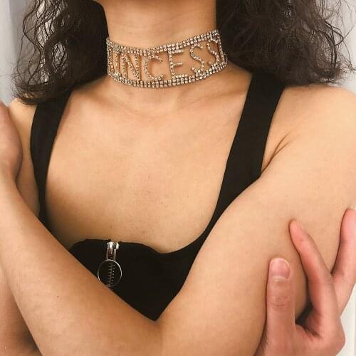 Full Rhinestone Fashion Chokers Necklaces Choker Chain of neck and Clavicle Shining Letter Princess Sicko Trendy Charm Party