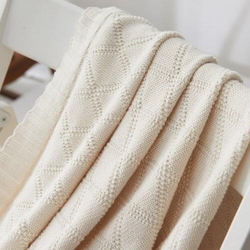 Rhombus Jacquard Knitted Blanket 120x180cm Home Sofa Bed Throw Blanket Portable Outdoor Travel Thread Cover Blanket for Car RV