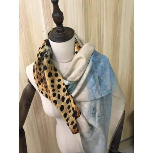 2021 new arrival autumn winter brand leopard 140*140 cm colorful scarf 70% cashmere 30% silk scarf wrap for women lady girl