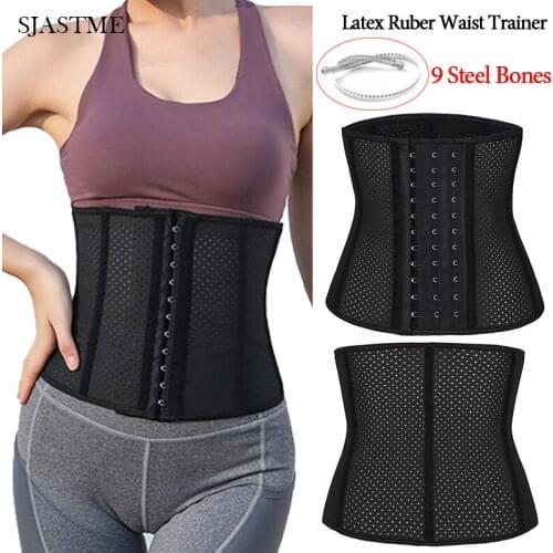 SJASTME Latex 9 Steel Boned Sportes Latex Waist Trainer Body Shaper Worker Cincher Corset Underbust Breathable Shaper Silm Belt