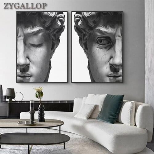 Nordic David Head Sculpture Posters And Prints Black and White Wall Art Canvas Paintings Modern Living Room Decoration Pictures