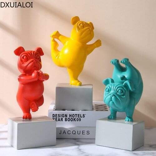 DXUIALOI Modern Simple Creative Yoga Dog Resin Crafts Office Living Room Decoration Housewarming Gift Home Decoration