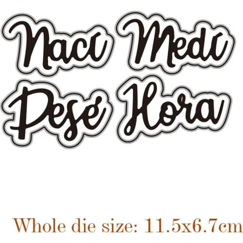Spainish Words Combination Die Cuts Scrapbooking Stencil Template for DIY Embossing Paper Photo Album Gift Cards Making Dies