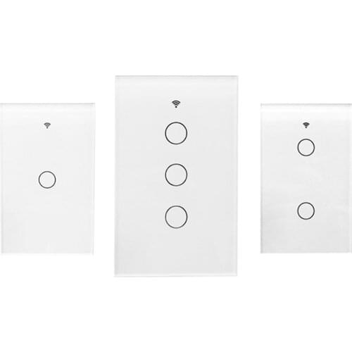 Tuya 1/2/3 Gang US Wifi Smart Light Switch Glass Screen Touch Panel Voice Control Wireless Wall Switches Remote Alexa GoogleHome