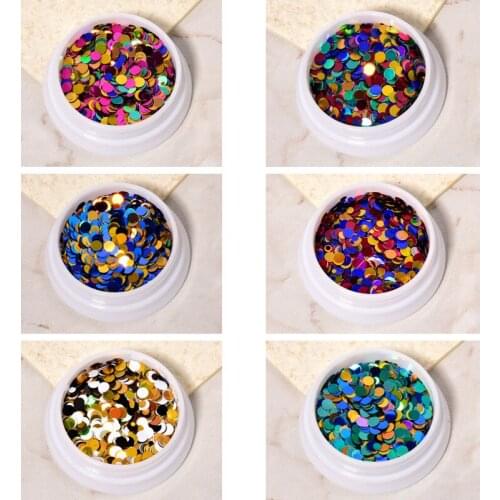 1Box Multicolor Plastic Round Sequins Holographic Glitter Flakes Chameleon Stickers For DIY Nails Arts Decoration