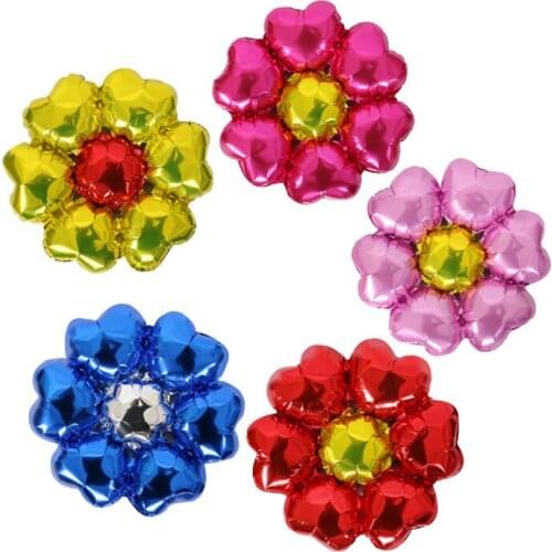 1pc 45*45cm Six Heart Petal Flower Foil Balloon Helium Balloons Valentines Day Anniversary Wedding Party Bedroom Decor Supplies