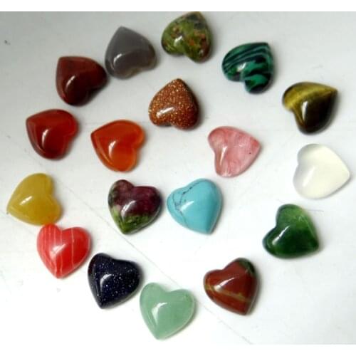 10*10mm Natural stone cabochon hart hanger kraal sieraden tiger eye aventurine Geen gat Jewelry making Jewelry necklace50pcs S9