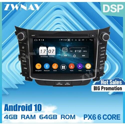 2 din PX6 IPS touch screen Android 10.0 Car Multimedia player For Hyundai I30 2011-2014 BT radio audio stereo GPS navi head unit