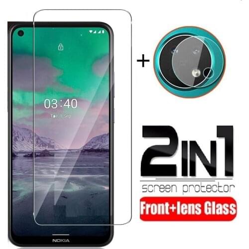 2-in-1 Front Tempered Glass for Nokia 3.4 Soft Camera Lens Protection Film Screen Protector Guard for Nokia 3.4 Glass