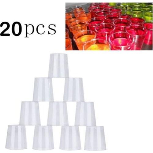 20pcs Clear Shot Glasses Plastic Disposable Party Jelly Gobelet Cups Plastique Tumblers Birthday Kitchen Bars Pubs Accessories