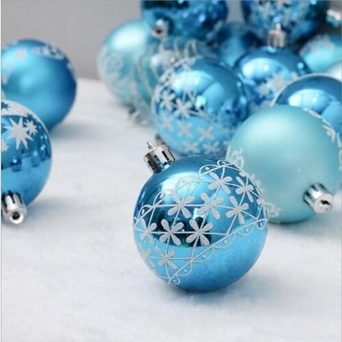 6cm24pc blue painted Christmas tree decoration ball party hanging ball home Christmas gift decoration Christmas ball
