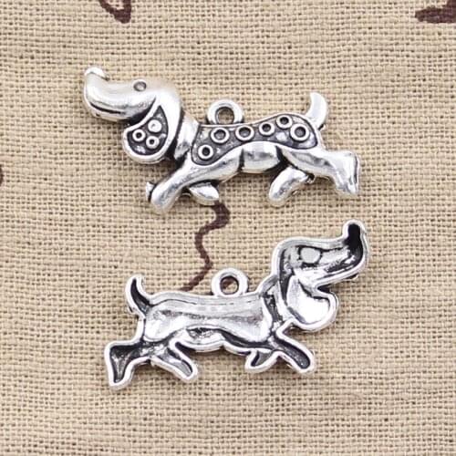 8pcs Charms Dog 32x16mm Antique Tibetan Silver Color Pendant Findings Accessories DIY Vintage Choker Handmade Jewelry