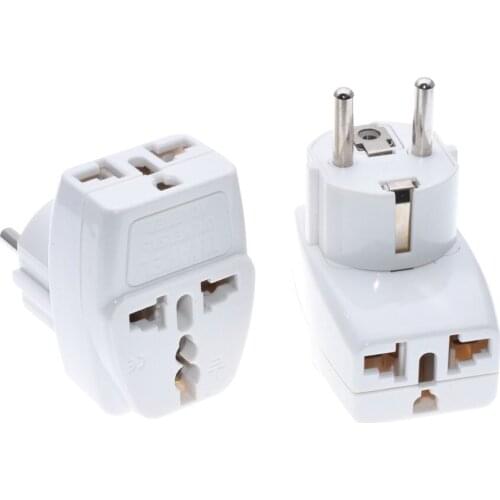 1-3 adapter Schuko CEE7/7 EU travel adapter plug for France and Germany Russia Belgium Tunisia Germany eu converter TYPE E F