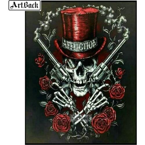 New 5d diy diamond painting skull full square & round diamond mosaic zombie death horror icon canvas diamond embroidery craft