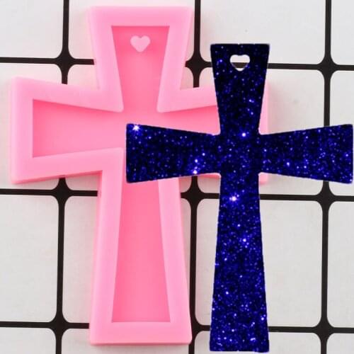 Shiny Cross Silicone Mold Craft Custom Keychain Pendant Polymer Clay Epoxy Resin Jewelry Making Molds Handmade Charms Mould