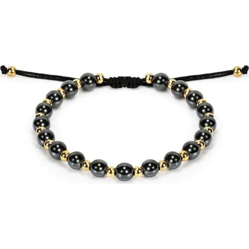 BOFEE Beaded Natural Stone Bracelet String Precious Magnetic Yoga Retro Gothic Hand Chain Fashion Jewelry Gift Men Women Lover