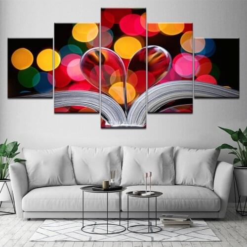 Heart-shaped colored abstract 5 Piece HD Wallpapers Art Canvas Print modern Poster Modular art painting for Living Room Decor