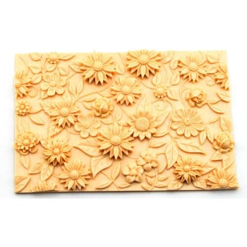 Chrysanthemum Rose Flower Leaves Pattern Wedding Cake Mold Fondant Cake Border Decorating Tool Candy Chocolate Silicone Mold
