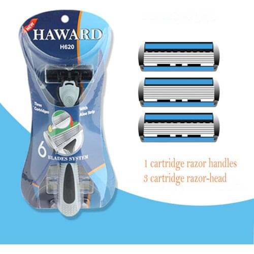 Cartridge Razor,face shaver includes 1 cartridge razor handle and 6 layers of 3 blades,Manual Shaving Razor Shaving-Set