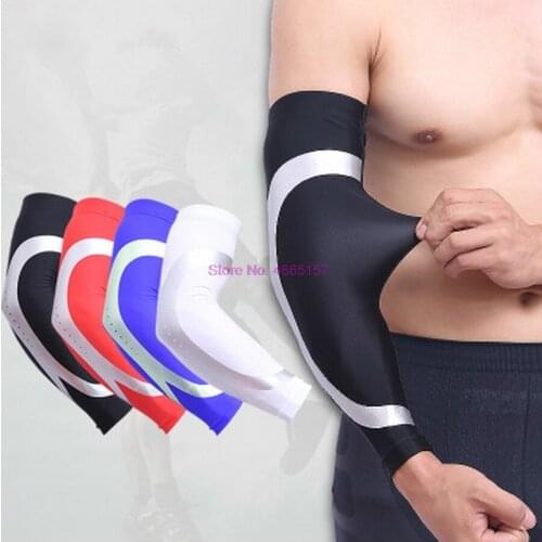 By dhl 500pcs hot Elastic Men Long Arm Sleeve Warmers Basketball Shooting Elbow Pads Protector Stretch Padded Support Guard