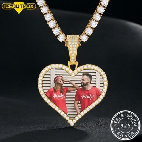 100% 925 Sterling Silver Custom Made Photo Heart Pendant For Women Men Hip Hop Iced Out Jewlery Forever Love Memory Jewelry Gift