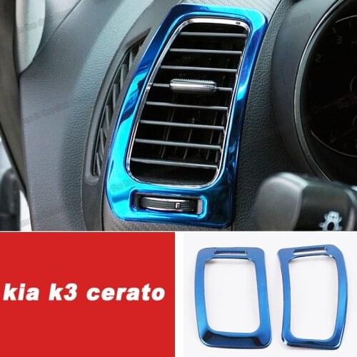 Lsrtw2017 Stainless Steel Car Dashboard Vent Trims Outlet Frame for Kia K3 Cerato 2012 2013 2014 2015 2016 2017 2018 Accessories