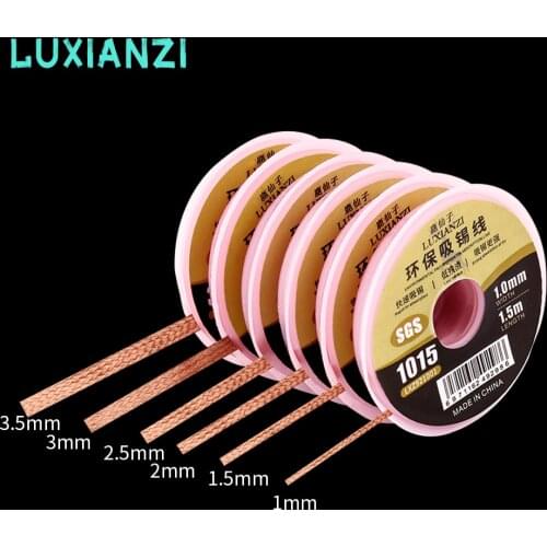 LUXIANZI 6pc 1/1.5/2/2.5/3/3.5mm Lead-free Welding Wires SGS Desoldering Braid Solder Remover Wick Wire Flux BGA Repair Tool Kit