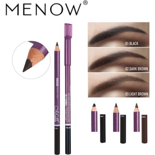 Menow P09013 Hard Head Eyebrow Pencil with Eyebrow Comb Easy to Color Not Easy to Smudge Makeup Cosmetic Goods