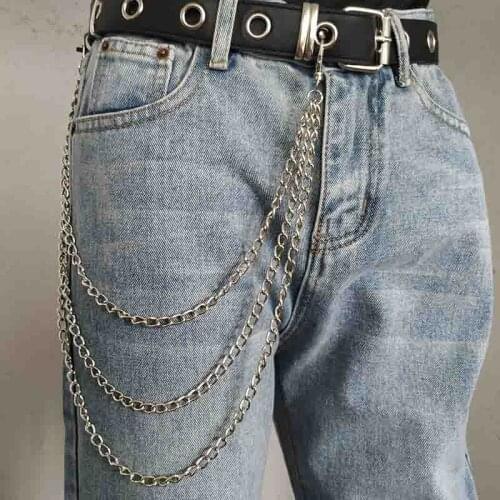 Metal Pant chain Rock Punk Wallet Belt Jeans Keychain Silver Ring Clip Keyring Key Chain Trendy Jewelry