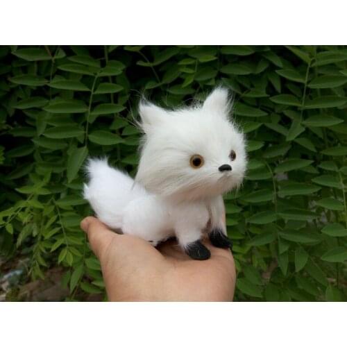 Simulation cute white fox 15x5x11cm toy model polyethylene&furs fox model home decoration props ,model gift d201