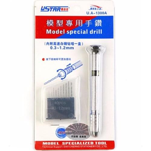 U-STAR UA-1300A 11 in 1 Pin Vise & Drill Bit Kit With 0.3~1.2mm Drill Bits,Special Hobby Tools