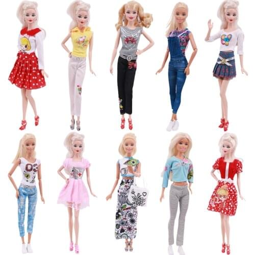 1 Set Fashion Handmade Fashion Outfit Daily Casual Wear Blouse Shirt Vest Bottom Pants Skirt Clothes For Barbie Doll Accessories