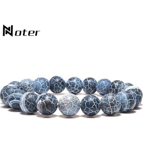Noter Natural Blue Stone Bracelet Homme Femme 4/6/8/10mm Beaded Brazalete Cool Biker Jewelry Accessories Pulseira Yoga Braclet