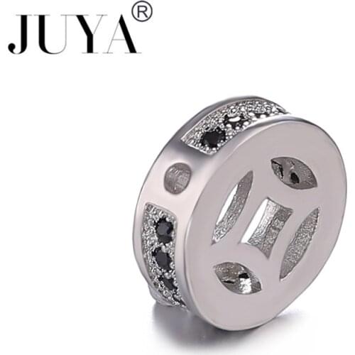 2020 New Black Zircon Round Metal Hole Beads DIY Accessories Micro Pave Charm Beads for Bracelet Jewelry Making Supplies