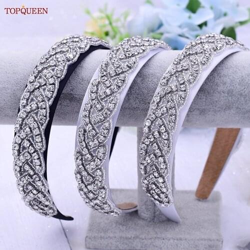 TOPQUEEN S216-FG Wedding Rhinestone Baroque Headhoop Bridal Tiara Headpieces Silver Rhinestone Headband Wedding Hair Jewelry